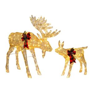 2 luci a stringa in pelle dorata da 4 piedi con 200 LED per decorazione da giardino, design a forma di famiglia di alci, 30V 3.6W - Product Image 1