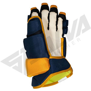 Gants de sécurité pour le sport de hockey sur glace, longueur poignet, bleu marine, jaune, polyester, respirants, non doublés, pour les sports de plein air, printemps automne - Product Image 2