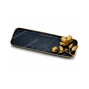 Rectangular Metal Serving Tray with <b>Pinecone</b> Design Polished Finish Decorative for Residential Use - Product Image 5