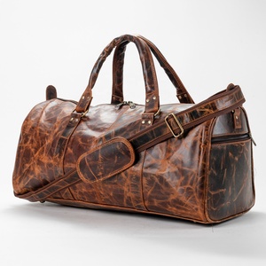 Bolsa de lona de cuero genuino Unisex con logotipo personalizado de gran venta, equipaje de zapatos de viaje y salida a la moda con cierre de cremallera - Product Image 1