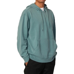 Custom Men's Plus Size 100% Cotton Fleece Casual Thermal Pullover Hoodie Solid Winter Long Sleeve Drop Shoulder Anti-Shrink - Product Image 1