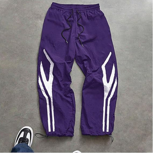 Pantalon décontracté confortable pour homme, coupe large, en molleton bouclette et nylon, avec passepoil, idéal pour l'extérieur - Product Image 6