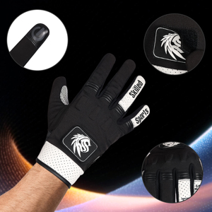 Skilled Sports Lightweight Full Finger Racing Gloves Breathable Non-Slip PU <b>Strap</b> Wrist Closure Black White Unisex Outdoor - Product Image 5