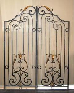 Puerta Doble Abatible de Hierro Forjado de Lujo con Diseño de Espirales y Detalles Dorados, Puerta Decorativa para Entrada de Jardín o Villa - Product Image 2