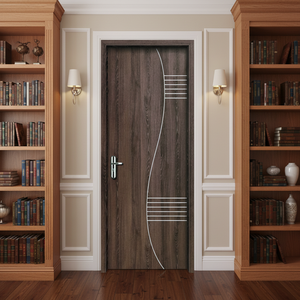 Porte intérieure en composite bois WPC préinstallée durable avec cadre, design luxueux pour salle de bain, usage résidentiel et commercial - Product Image 4