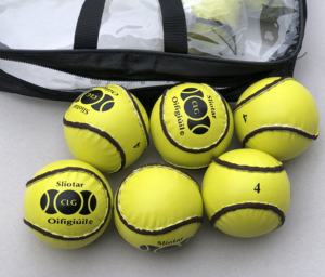 Haute qualité jaune GAA taille officielle 4 balles de squash cousues à la main CLG Logo cuir Hurling Sliotars - Product Image 2