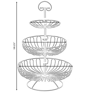 Round 3 Tier Multi Storage <b>Basket</b> <b>Stand</b> For Kitchen Fruit <b>Vegetable</b> Organizer And Home Storage Solution Handcrafted From India - Product Image 2