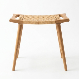 Taburete Arya Moderno y Ligero, Más Vendido, Estructura de Madera de Teca Sólida, Tejido de Ratán Hecho a Mano, Acabado Bien Lijado, Ideal para Hoteles y Apartamentos - Product Image 2