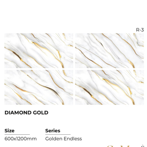 Série GOLDEN, glaçure métallique, 600x1200mm, 8,5mm d'épaisseur, carreaux de porcelaine numériques de qualité supérieure, résistants aux acides, isolation thermique pour - Product Image 1