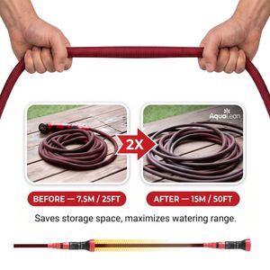 สายยางรดน้ำแบบยืดหดได้ 2 เท่า ขนาด 15 เมตร 300 PSI สำหรับรดน้ำสวนและสนามหญ้า - Product Image 4