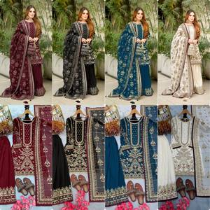 TOP PLAZZO Vintage lâche solide lourd FOUX GEORGETTE Dupatta naturel automne 5mm séquence broderie Rivet Moti travail Lattek - Product Image 6