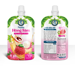 VINUT TRUST <b>Red</b> Ginseng Drink Lychee Flavor 150ml Sachet Packaged Juice - Product Image 2