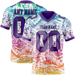 Maillot de football américain personnalisé pour homme, violet et noir, col en V, manches courtes, sublimé, 100 % polyester, anti-humidité, uniforme d'équipe - Product Image 3