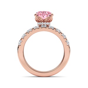 Exquisito Anillo de Compromiso de Oro Rosa de 10K con Diamantes Cultivados en Laboratorio de Corte Oval y Redondo, 3.66 CTW, para Mujer, Joyería Fina - Product Image 2