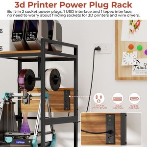 Supporto per Stampante 3D in Metallo Resistente con Porta Filamento a T e Pannello di Alimentazione Integrato, Struttura Aperta per Stoccaggio Filamenti - Product Image 4