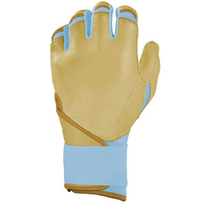 Unique Style High Quality Durable <b>Light</b> Blue Strap Cuff Khaki Leather Left Right Handed Baseball <b>Batting</b> Gloves Full Finger - Product Image 6