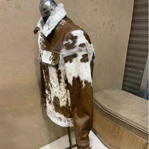 Leather <b>jacket</b> customize color customize size customize logo street wear stand collar high quality product cow skin - Product Image 3