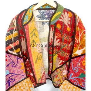 Rajasthan Hand Quilted <b>Kantha</b> <b>Jacket</b> Block Print Quilted Eco-Friendly Vintage Women's Winter 100% Cotton <b>Jackets</b> - Product Image 4