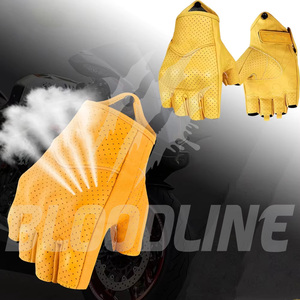 Gants de cyclisme en cuir noir respirants et sans doublure, style sportif, pour les quatre saisons, mitaines de moto de style sportif - Product Image 5