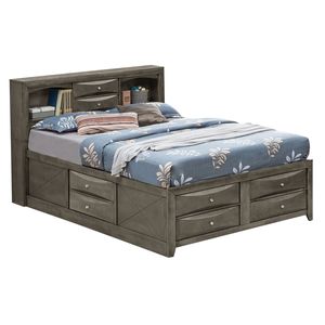 Letto Matrimoniale Moderno ed Elegante Grigio con Contenitore Sottostante per Case Contemporanee - Product Image 1