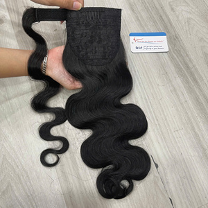 Queue de cheval ondulée de luxe effet vapeur, 100% cheveux humains vietnamiens, texture instantanée en forme de S, sans nœuds, sans perte, pointes rebondissantes et volumineuses - Product Image 3