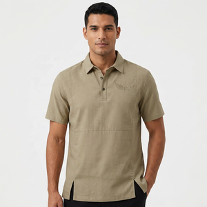 Polo à manches courtes pour homme, couleur unie, logo brodé, vêtement décontracté, tissu respirant, coupe classique - Product Image 6