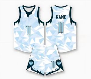 Conjunto de Uniforme de Baloncesto Personalizable para Adultos Unisex, Camiseta sin Mangas y Pantalones Cortos con Estampado Geométrico Sublimado, Uniforme que Absorbe la Humedad - Product Image 6