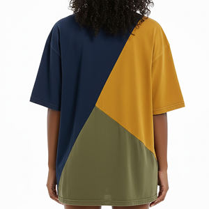 Nueva Camiseta Oversize para Mujer con Bloques de Color, Cuello Redondo, Manga Corta, 100% Algodón, Corte Holgado con Estampado de Logotipo - Product Image 2