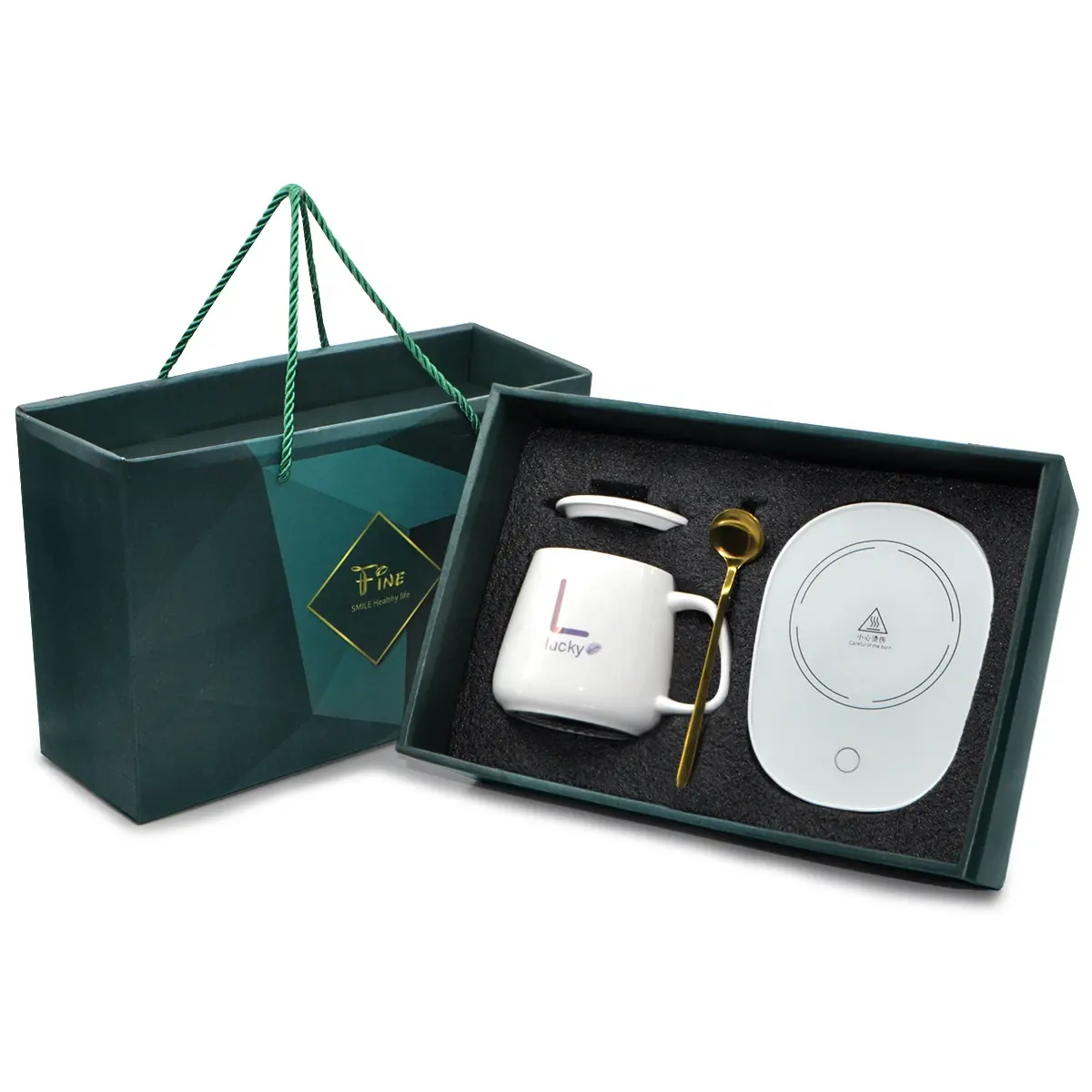 Ensemble de coffret cadeau d'affichage de la température chauffe-tasse tasses électriques à 55 degrés voyage intelligent en céramique Usb chauffe-tasse à café Auto