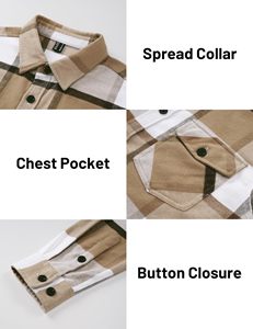 Men Plaid <b>Flannel</b> Shirt Lightweight Button Up Shirt <b>Jacket</b> with Pockets Bulk Supplier - Product Image 2