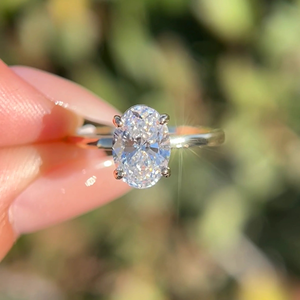 Bague de fiançailles et de mariage ovale en diamant de laboratoire certifié IGI, 3 grammes, plaqué or 14 carats, bijoux de luxe Global Gems, cadeau de fête - Product Image 4