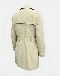 MANWA Manteau trench long noir pour femme, à simple boutonnage, imprimé, respirant, à col mandarin, à capuche, avec doublure en polyester et détails en cristal - Product Image 1
