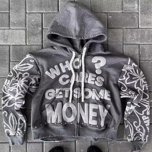 Nouveau modèle 2026 Sweat à capuche court entièrement zippé pour homme, 100% Coton, Séchage rapide, Respirant, Haute qualité, Logo personnalisé, Coupe oversize, Style streetwear - Product Image 6