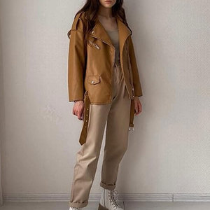 Chaqueta de Cuero para Mujer, Diseño Sencillo y Ajustado, Personalizable, Ropa Casual para Venta al Por Mayor - Product Image 5