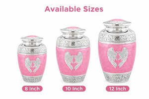 Urna Funeraria Metálica con Alas de Ángel Europeas Rosadas para Cenizas Humanas |   Urna Funeraria Conmemorativa de Lujo Personalizable y Duradera de 200/220 Pulgadas Cúbicas - Product Image 4