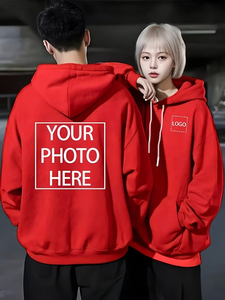 Customizable Men's Eco-Friendly Fleece Hoodie Personalized Photo/Text Front Back Design Winter Pullover Sweatshirt Pocket Soft - Product Image 4