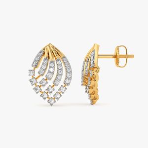 Boucles d'oreilles en forme de feuille avec grappe de diamants - Product Image 5