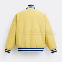 Veste bomber universitaire jaune personnalisée unisexe, veste de baseball, veste de collège, fermeture à boutons pression, prix de gros