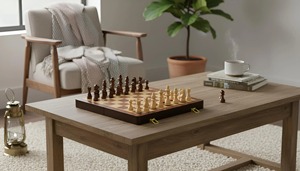 Échiquier et décoration d'échecs au design ouvert pour la maison, le bureau, cadeau de style de vie et boîte de collection décorative avec pièces d'échecs - Product Image 4