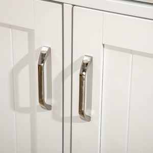 Isla de Cocina Blanca de 2 Niveles con Estantes Ajustables y Gabinete de Almacenamiento, Tablero de Madera de Caucho y Cajones, Mesa de Isla Fácil de Usar - Product Image 4