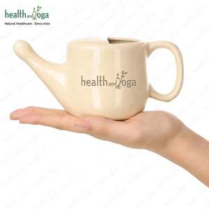 HealthAndYoga Flojar Pot à Neti en Céramique Jala 250 ml, Conception Améliorée avec Bouchon Nasal pour un Rinçage Nasal Facile, Couleur Beige - Product Image 6