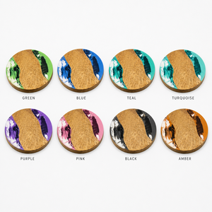 Handmade Round Wooden Coasters With Green Resin Inlay Modern Design <b>Non</b> <b>Slip</b> <b>Mats</b> For Table Decoration - Product Image 3