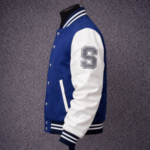 Blouson bomber tendance, manches écologiques, coupe ajustée, personnalisation avec votre propre logo, fabricant direct, fabrication de blousons universitaires. - Product Image 2