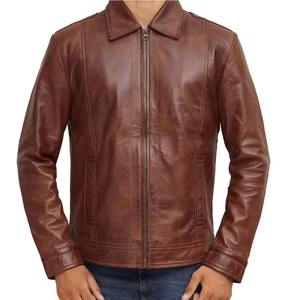 Veste en cuir noire pour homme, style motard classique, en cuir de vache véritable, manteau d'hiver, fournisseur en gros OEM - Product Image 4