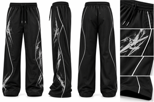 Pantalones Deportivos Negros para Hombre con Estampado Personalizado, Cintura Elástica con Cordón, Ligeros, de Poliéster - Product Image 4