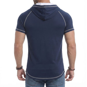 Short Sleeve Lining Design Men's Hoodie Best Selling Product Indoor Outdoor Gym Workout Training Fitness Wear Wholesale Hoodie - Product Image 2