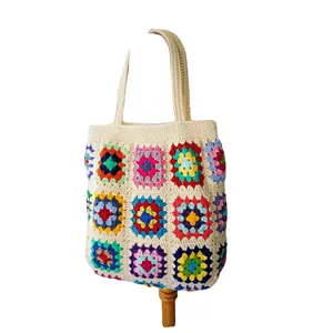 Bolsa de ombro para moças, 2022 mais recente design de crochê, tecido, bonita, flor, bolsa de ombro, compre no menor preço da índia