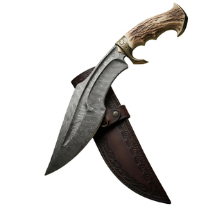 Cuchillo de Caza y Camping de Damasco Soldado con Patrón Personalizado, Grado Industrial, Hecho a Mano, Hoja Fija, Utilidad para Exteriores, para Coleccionistas - Product Image 1