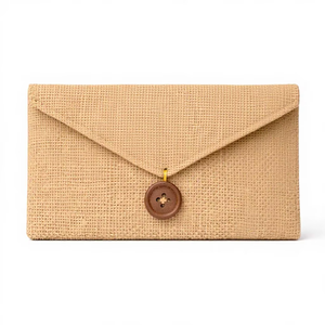 Pochette enveloppe en jute écologique 9x6 pouces avec fermeture à bouton, pochette de rangement pour maquillage en toile de jute naturelle, organisateur de cosmétiques, vente en gros - Product Image 1