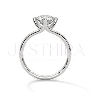 Bague en or rose massif 14 carats avec diamant moissanite VVS taille ronde serti de griffes, bague de fiançailles et de mariage, cadeau pour elle, cadeau d'anniversaire - Product Image 3